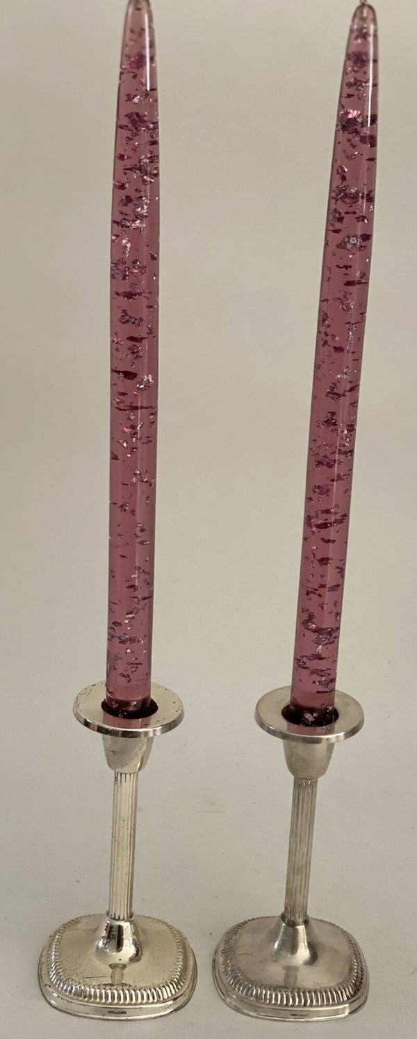 Paar verzilverde Wellner Kandelaars