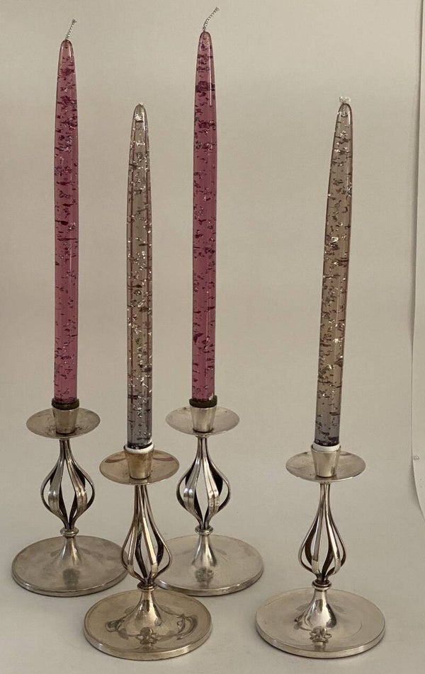 4 verzilverde Keltum kandelaars