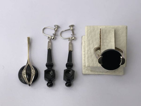 18k witgouden set met Onyx