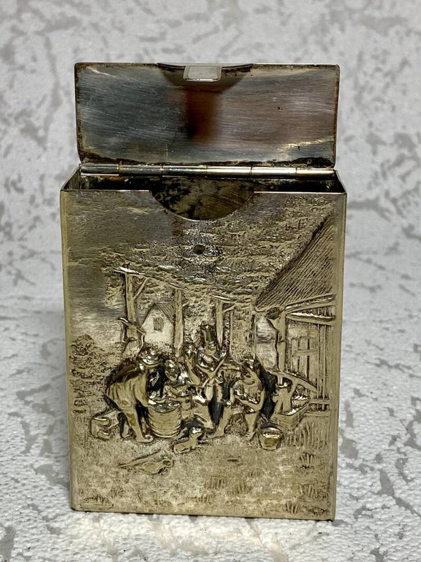 Verzilverde Herbert Hooijkaas lucifer doosje