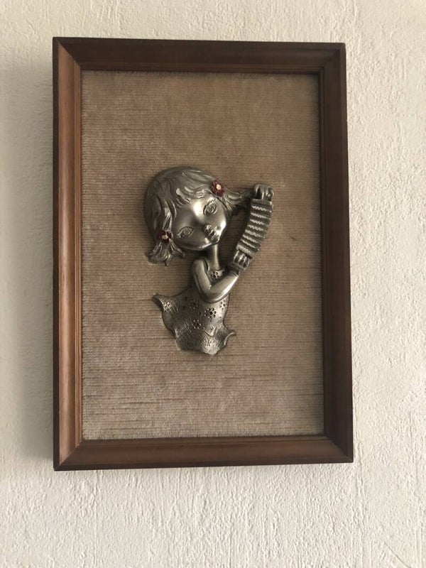 Ingelijste verzilverde muurdecoratie