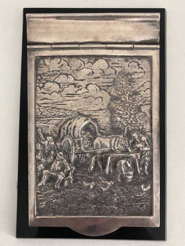 Verzilverde Herbert Hooijkaas blocnote houder