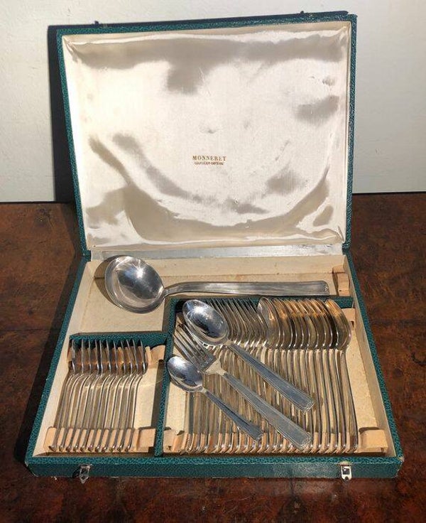 Franse verzilverde bestek set van 37 stuks in originele doos