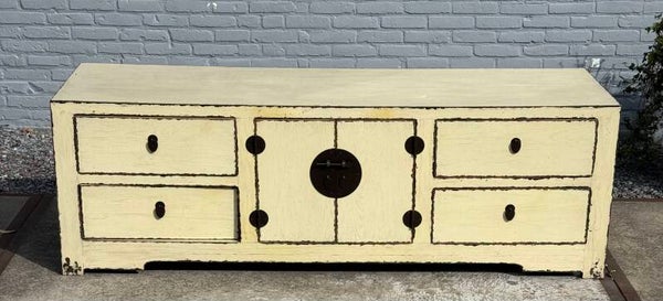 Asian Ming Style Distressed Yellow Buffet