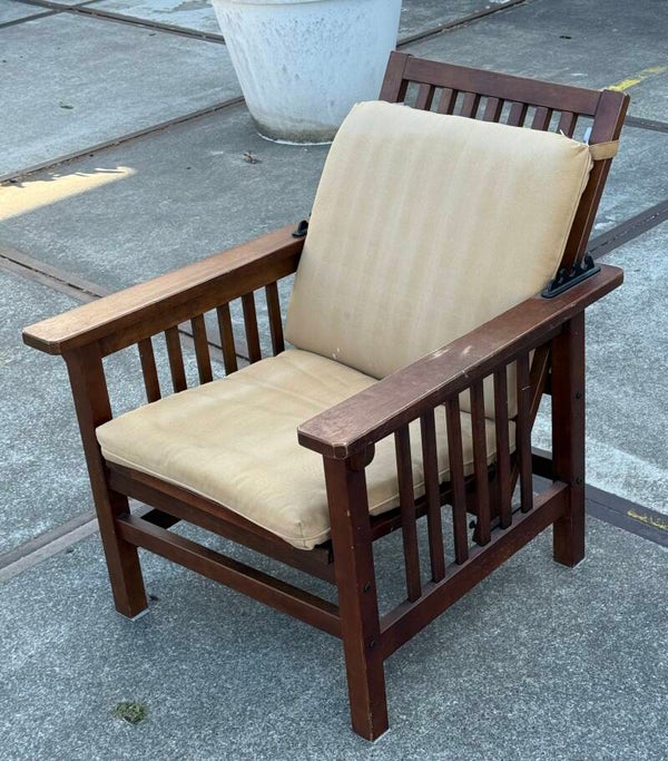 Italian Rationalist Adjustable Wooden Lounge Chair, Italy 1940s