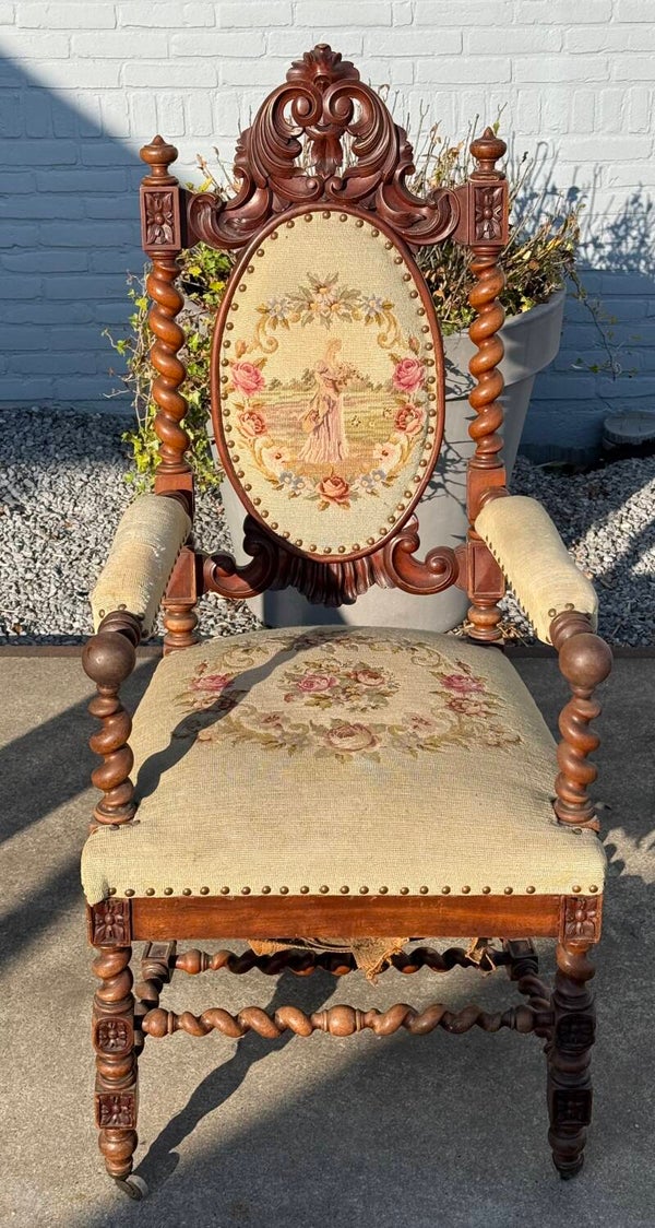 Early 19th Century French Oak Renaissance Carved Chair