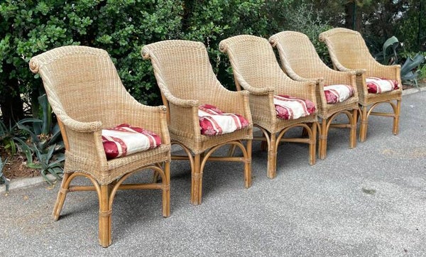Set van 5 rieten stoelen