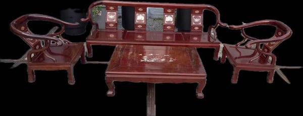 Beautiful rosewood furniture set which includes a long three seater sofa