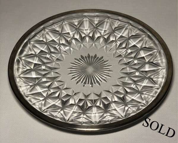 Kristallen Val st. Lambert schaal met zilveren rand