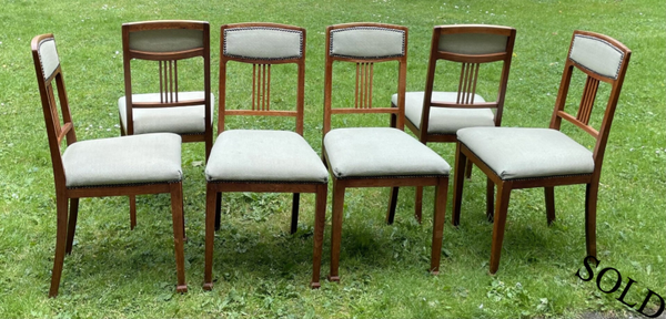 6 Art Nouveau eetkamer stoelen