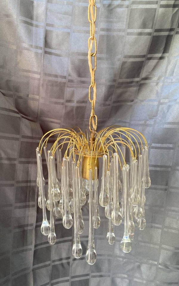 Pegelhanglamp van koper en glas