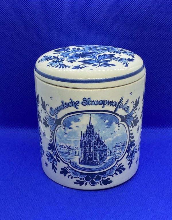 Delfts blauwe stroopwafelpot