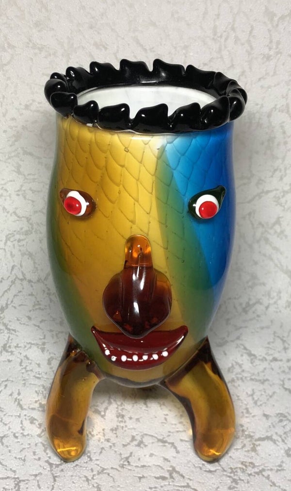 kleurrijke Murano vaas met een gezicht