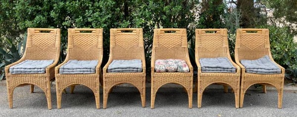 Set van 6 rieten tuin stoelen