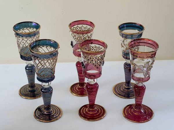 6 hand painted venezia glasses