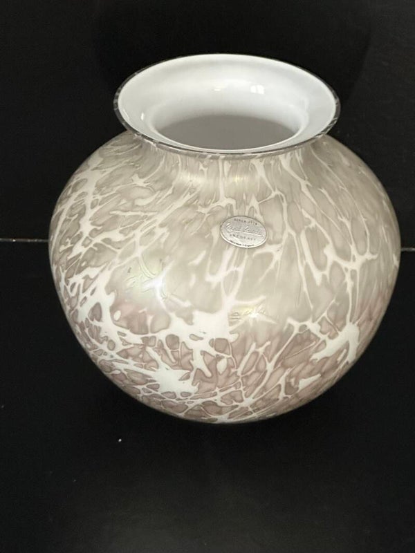 Vintage  Iridescent White Studio Glass