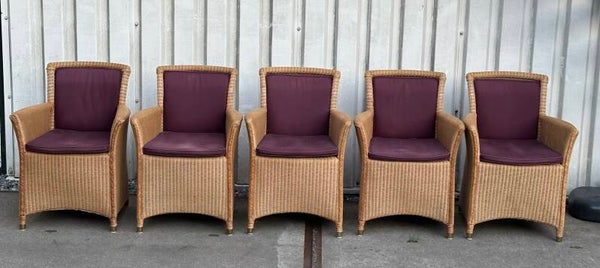 5 lloyd loom fauteuils met een pars kussen