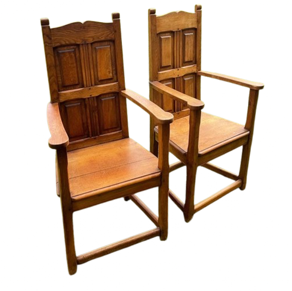 2 Antieke Eiken Bakstoel