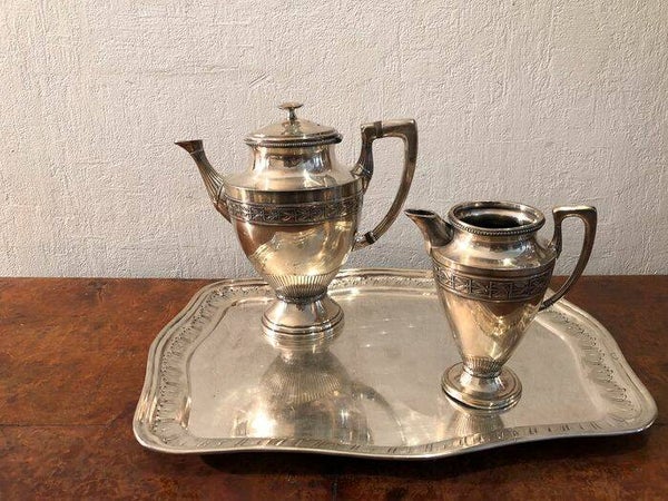 Art Nouveau Verzilverde Koffieset