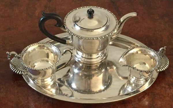 Verzilverde Engelse Art Deco thee set