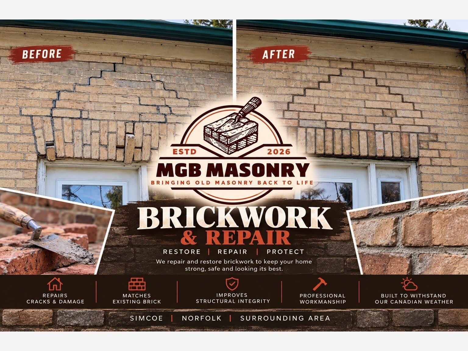 Brickwork repair before and after