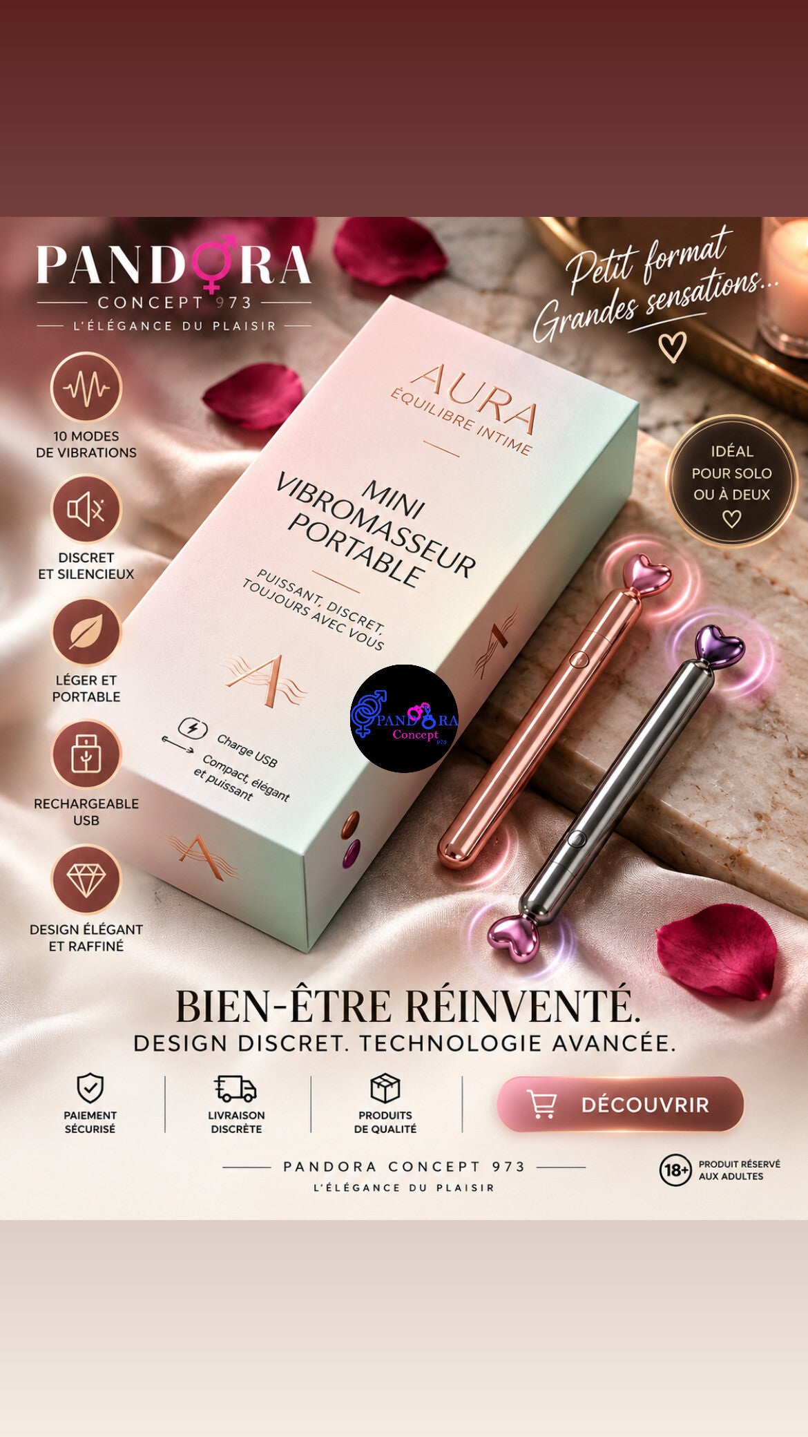 Vibromasseur bâton de flirt en métal