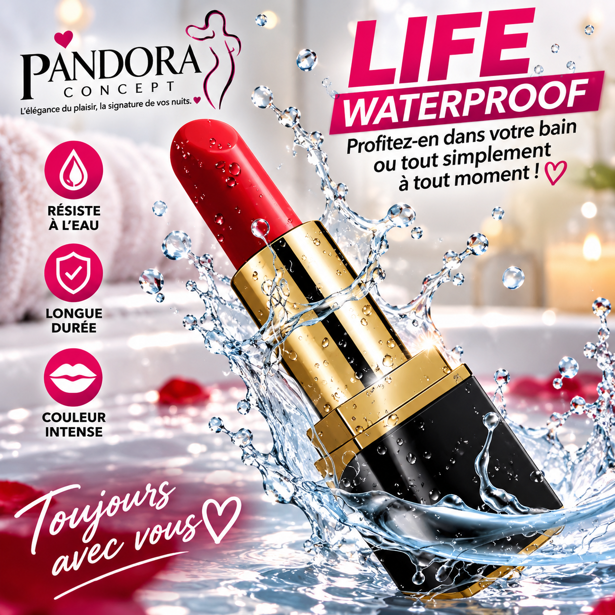 Vibromasseur point G rouge à lèvre
