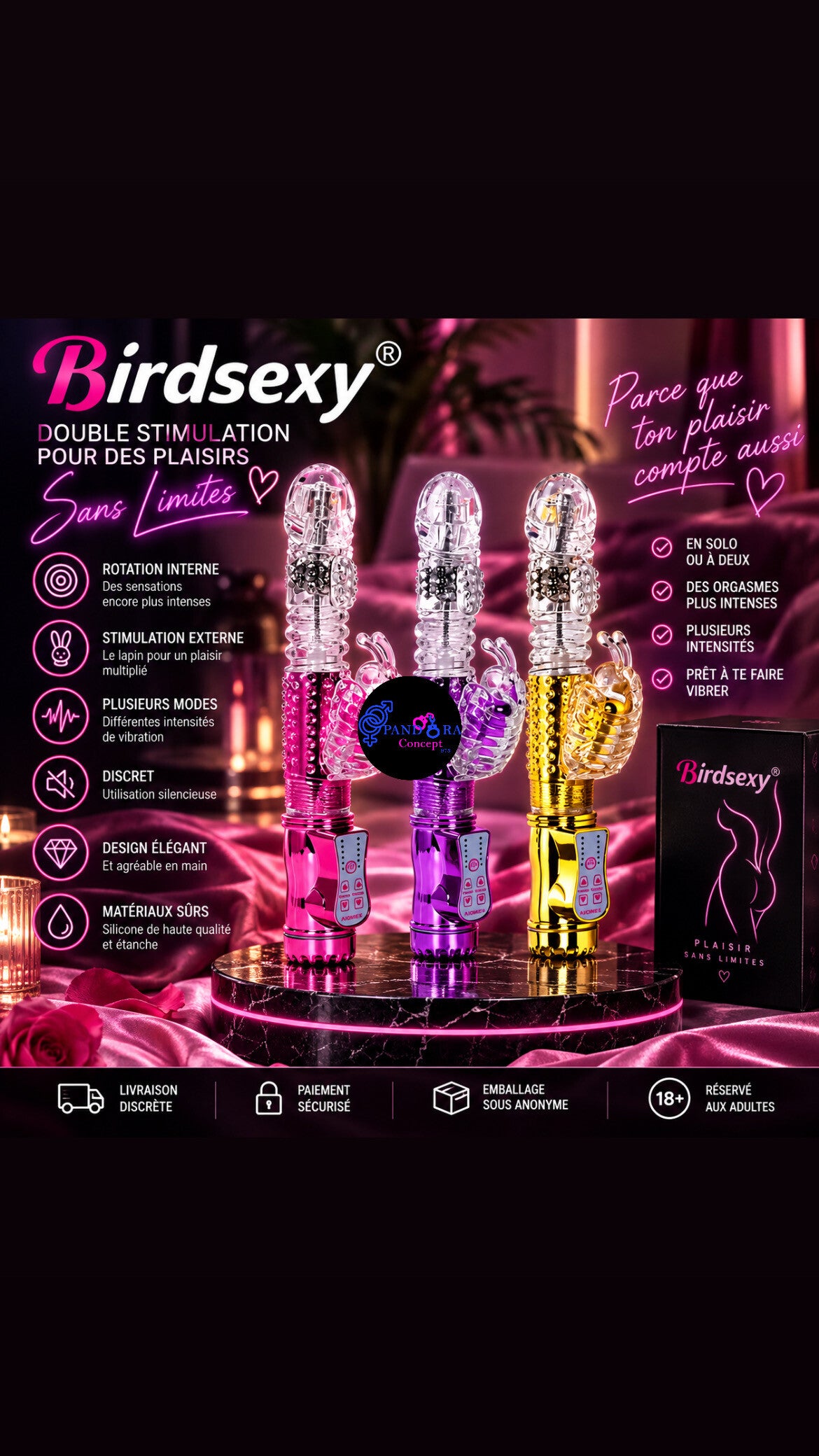 Vibromasseur jack avec rotation 360