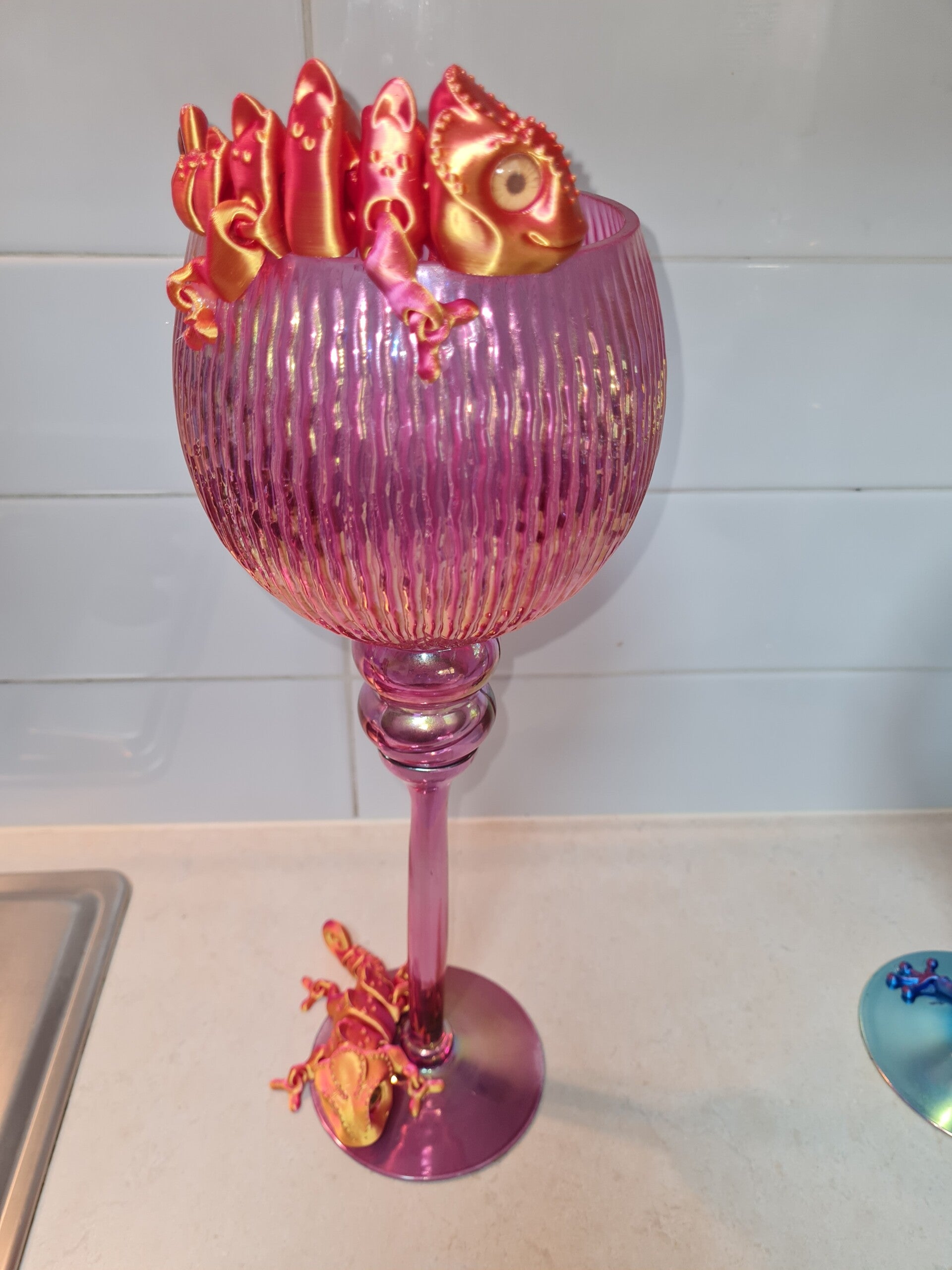 Custom made chameleon candle holder