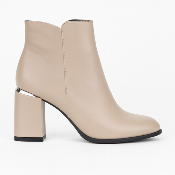 Dames Enkellaarsjes Leer Taupe 2066-3