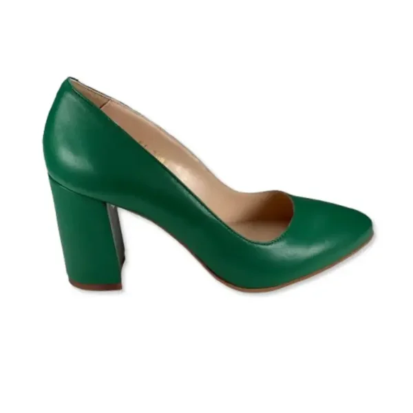 Dames pumps van groen leer 2085-2