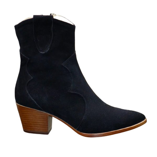 Dames Enkellaarsjes van Zwart Suède Leer 3664-1