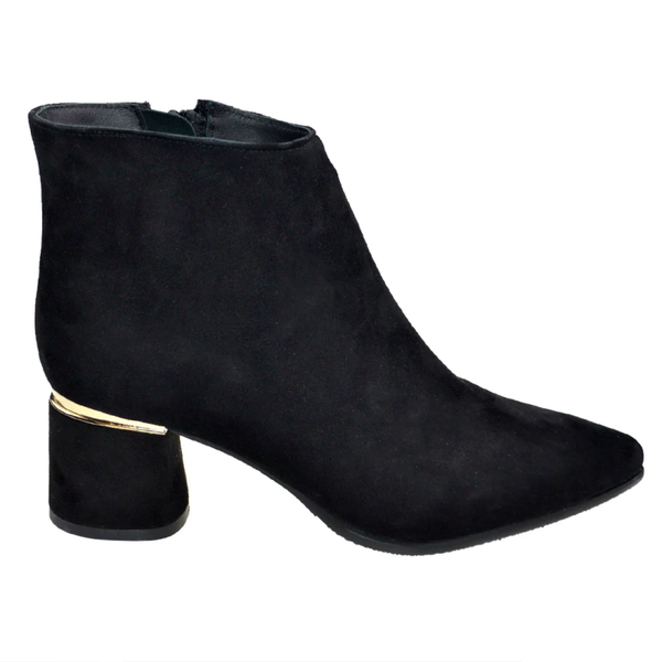 Dames Enkellaarsjes Suède Leer Zwart 4060-3