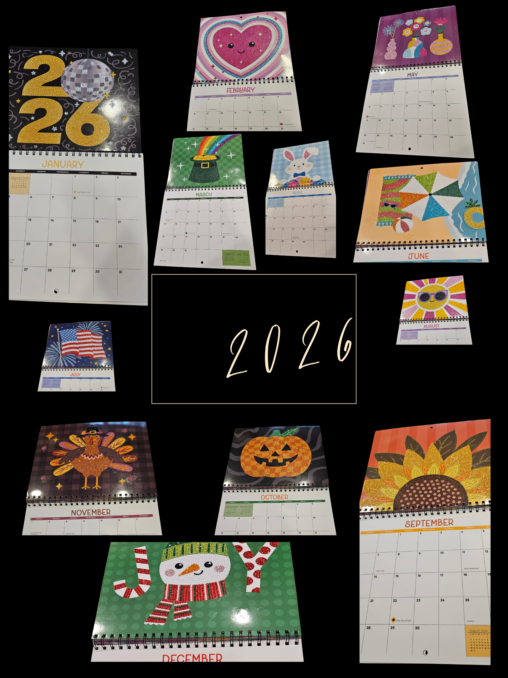 2026 Diamond Painted 12 month Calendar