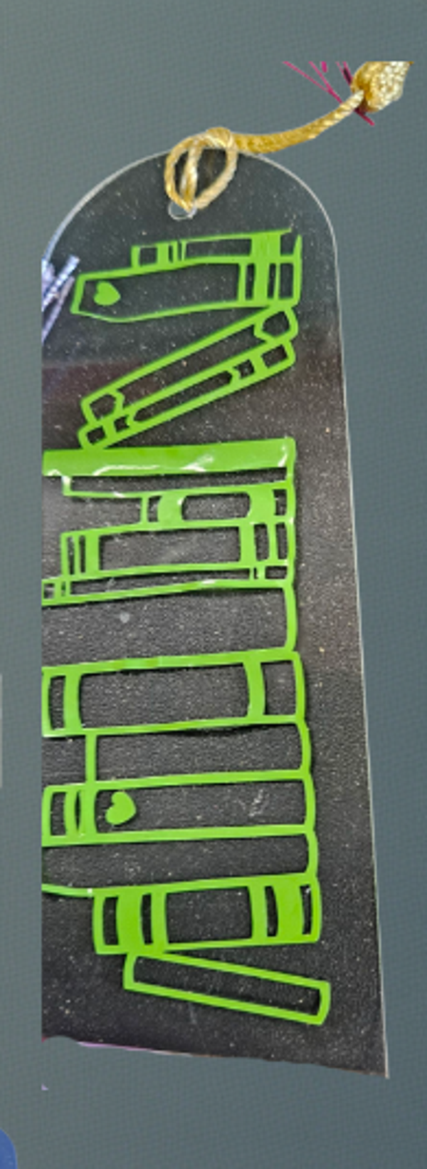 Acrylic 6'' bookmarks with green books decor