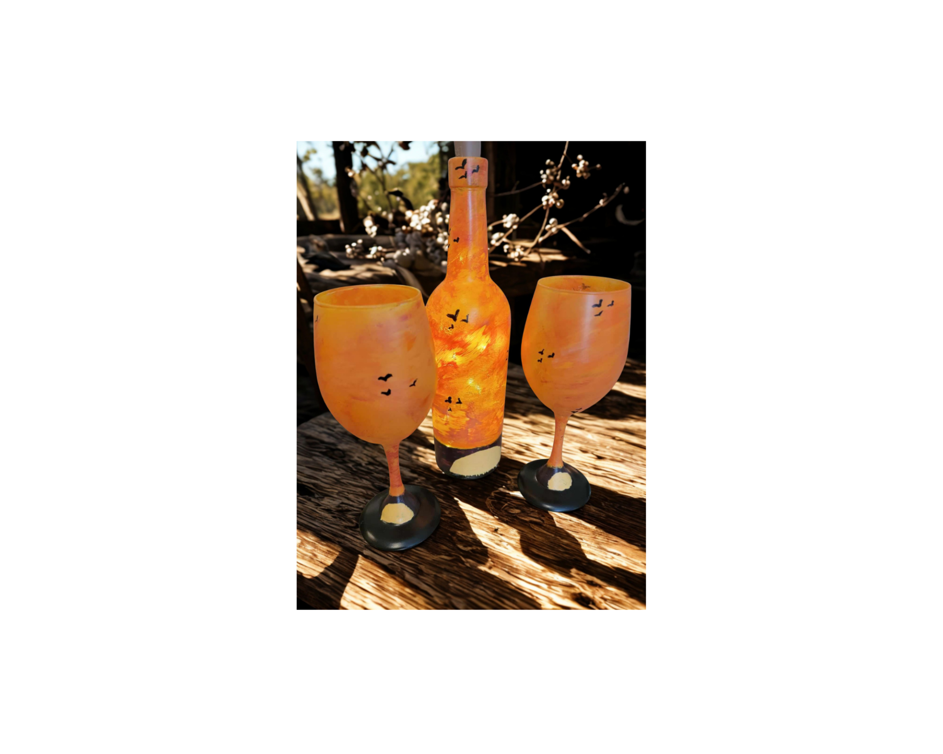 Hand-Painted bottle and glass set