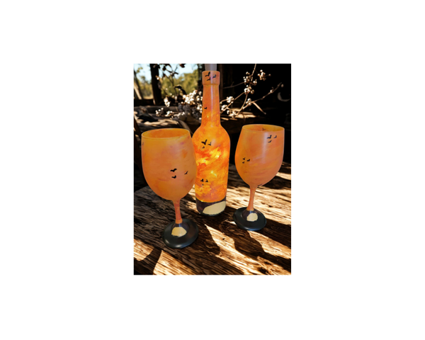 Hand-Painted bottle and glass set