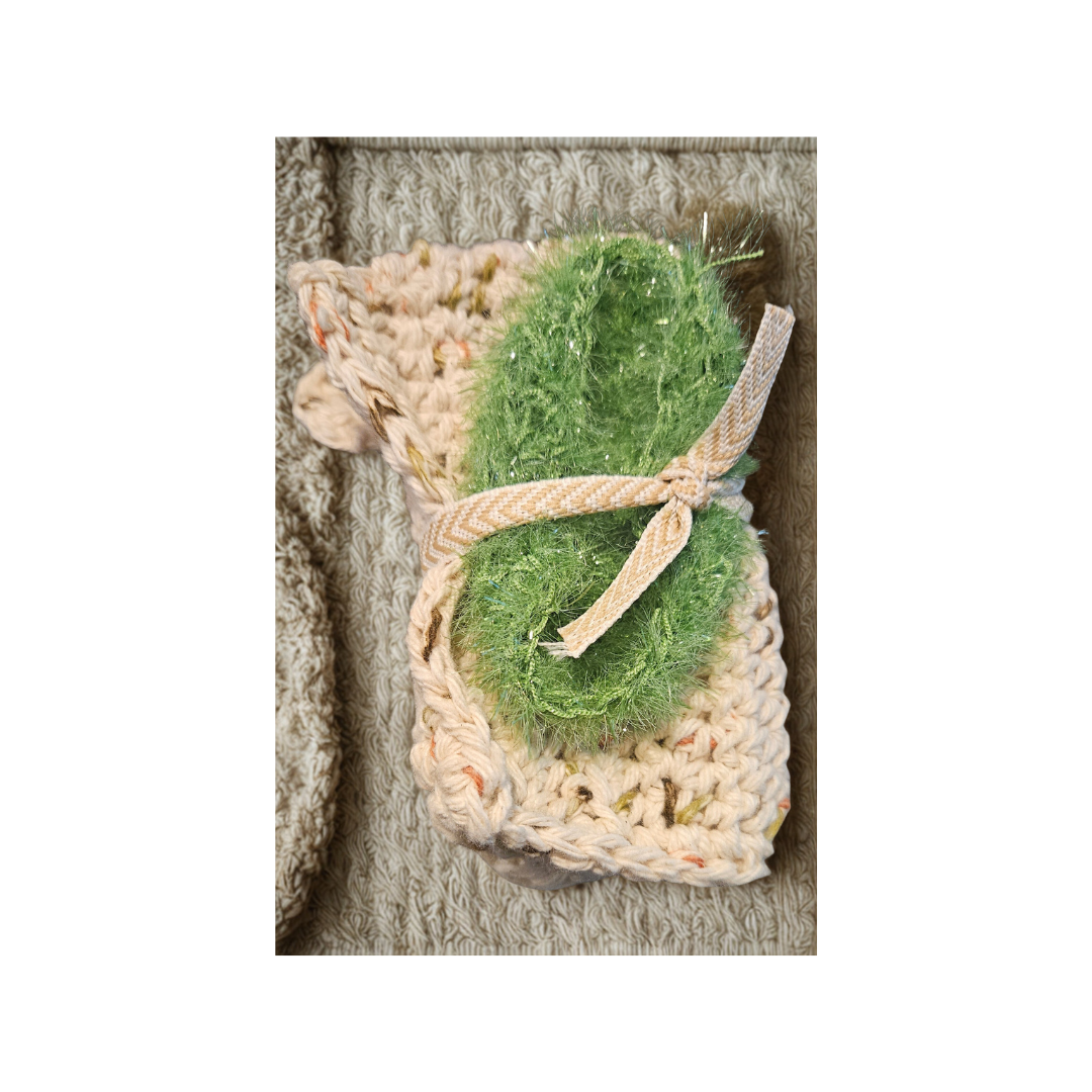 Multicolored Tan Dish Cloth / Scrubby Set