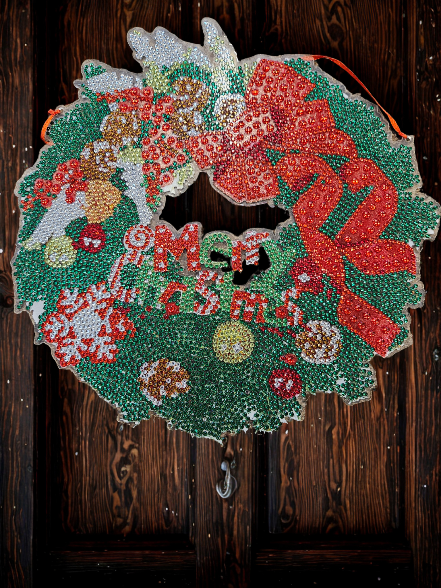 Acrylic Christmas Wreath Glammed with Diamond Gems