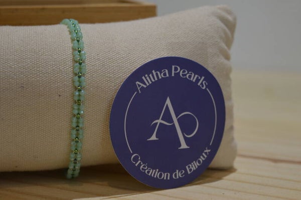 Alitha Pearls bracelet tissé cristal de verre vert