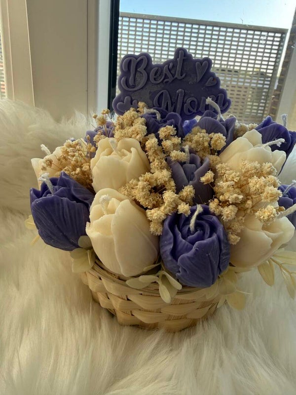 Purple Tullip Candle Bouquet