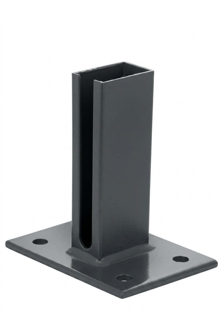 Pfostenadapter mit Bodenplatte zum Aufschrauben – Anthrazit (RAL 7016)