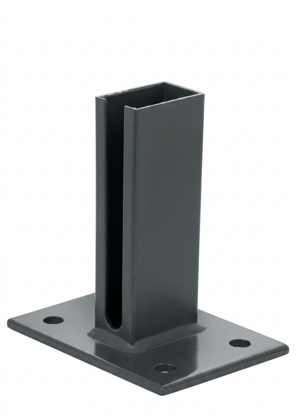 Pfostenadapter mit Bodenplatte zum Aufschrauben – Anthrazit (RAL 7016)