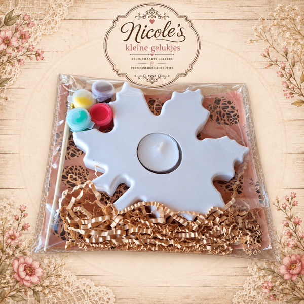 DIY gipsverfset- Herfstblad met waxinelichtje