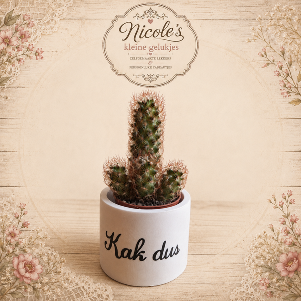 Gips Bloempotje met Tekst – Een origineel cadeau met een glimlach