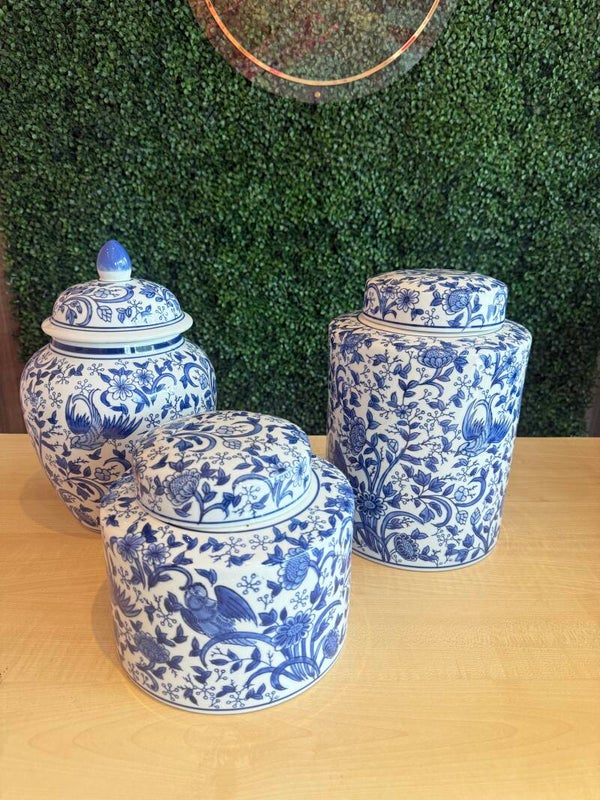 Floreros Blanco con Azul