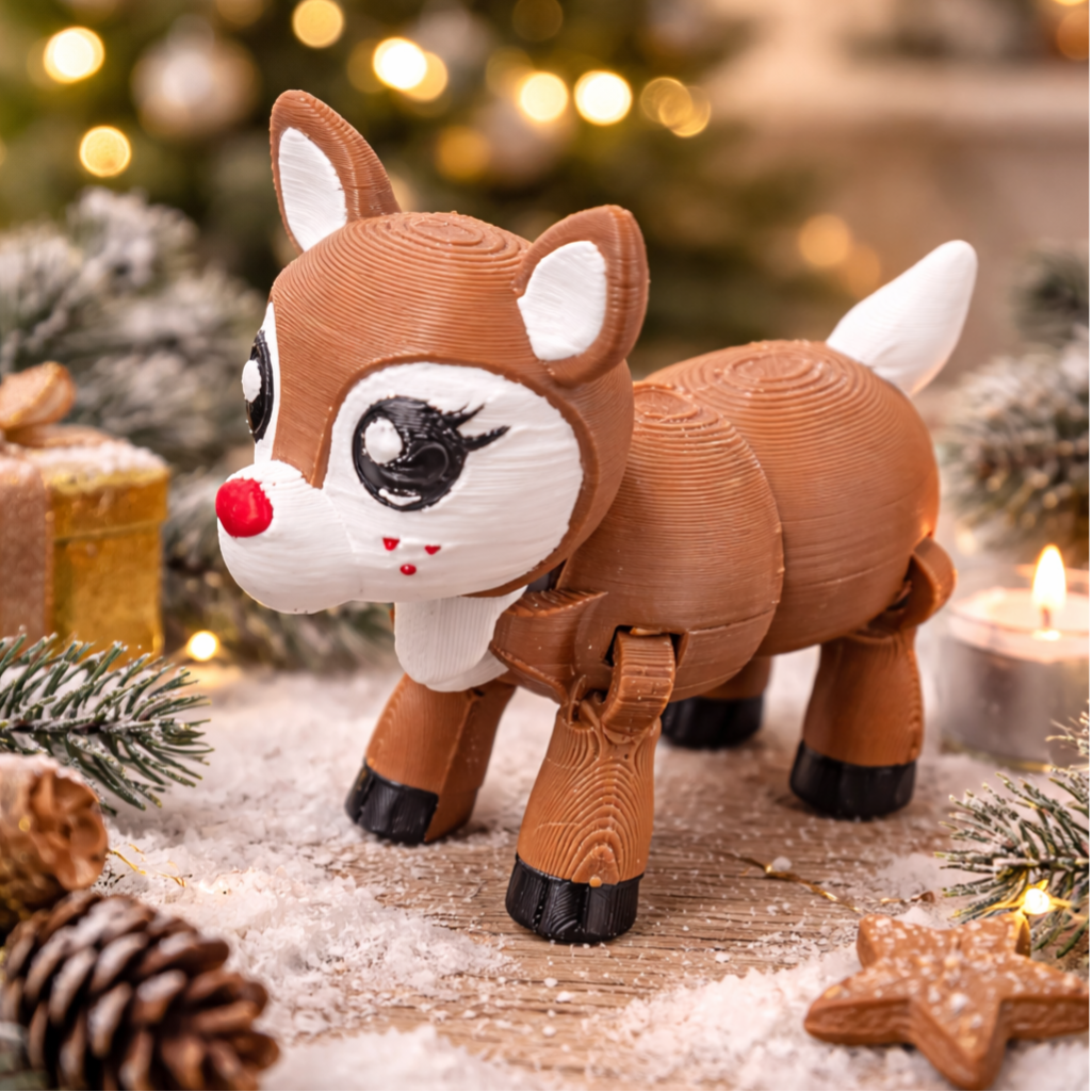 Mini Rudolf 3D Geprint Kerstfiguur