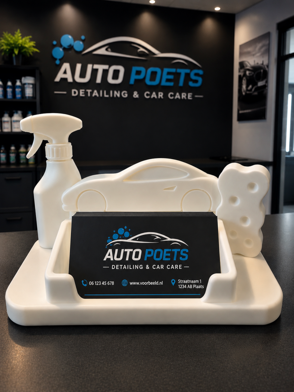 3D Geprinte Visitekaartjeshouder voor Auto Poetsbedrijven