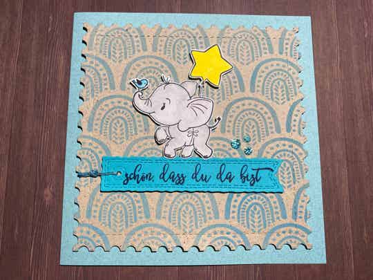 Baby: Elefant - Rainbow blau/türkis