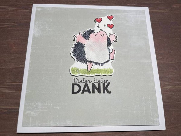 Danke: Igel mit Herzkonfetti